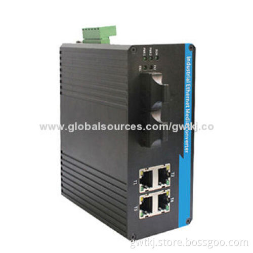 Ethernet media converter, standard industrial design, 4-grade lightning protection for power port